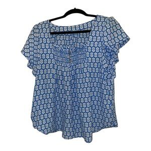 Draper James Blue and White Patterned Blouse